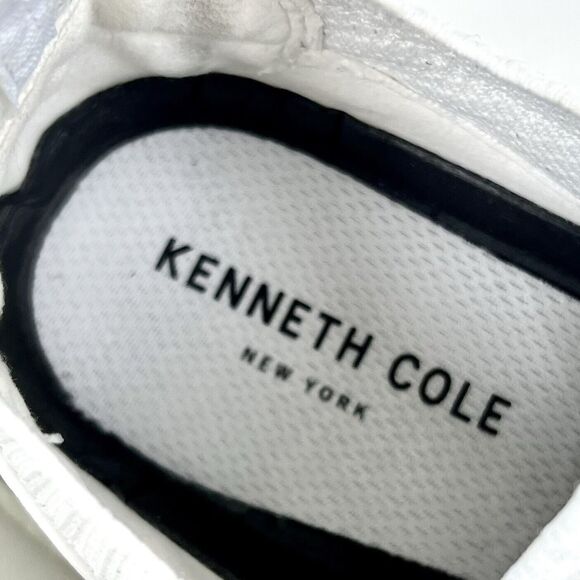 Kenneth Cole Lessia Knit Sock Sneakers Silver Mirrored Panel at Heel White Sz 8 - Picture 9 of 11
